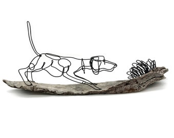 Pointer Dog Sculpture, Hunting Dog Wire Art, Dog Art