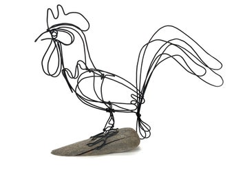 Rooster Wire Sculpture, Chicken Wire Art, Minimal Art Design, Three Dimensional Sculpture, Perfect Gift!