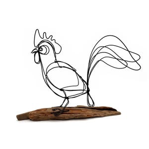 Rooster Wire Sculpture, Chicken Art, Minimal Art Design, Three-Dimensional Sculpture, Perfect Gift!