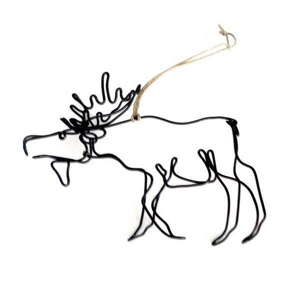 Moose Wire Ornament, Great Gift Tag Accent, Interesting One Strand of Wire Design