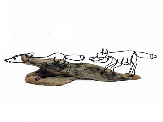Running Foxes Pair of Fox Fox Wire Sculpture Fox Wire Art | Etsy