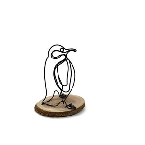 Penguin Wire Sculpture, Penguin Wire Art, Minimal Wire Sculpture image 3