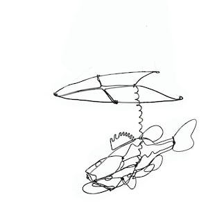 Hanging Bass Wire Sculpture, Fish Mobile, Bass Under a Lily Pad image 5