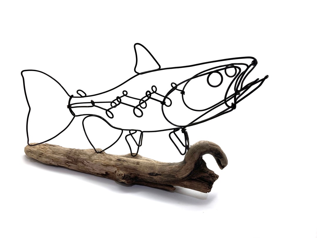 Rising Trout Sculpture Fish Wire Art Minimal Wire Design Etsy