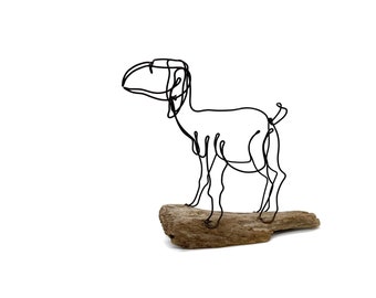 Nubian Goat Sculpture, Goat Artwork, One Continuous Line Sculpture, Fun Gift!