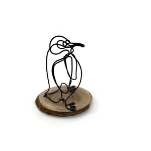 Penguin Wire Sculpture, Penguin Wire Art, Minimal Wire Sculpture image 2