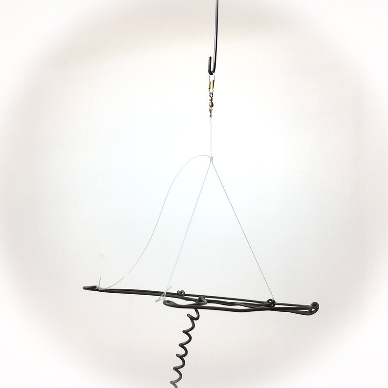 Hanging Bass Wire Sculpture, Fish Mobile, Bass Under a Lily Pad image 6