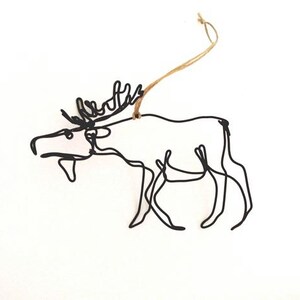 Moose Wire Ornament, Great Gift Tag Accent, Interesting One Strand of Wire Design image 2