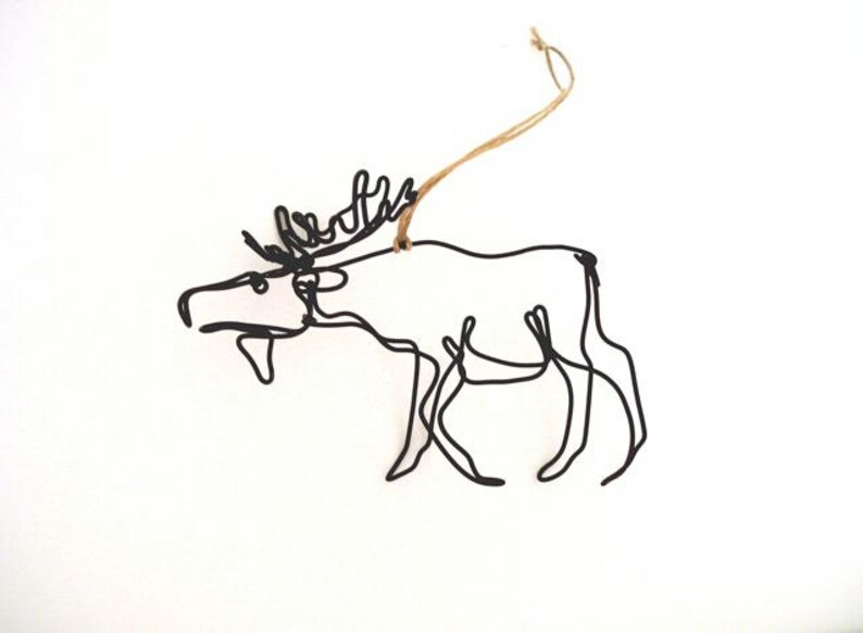 Moose Wire Ornament, Great Gift Tag Accent, Interesting One Strand of Wire Design image 2