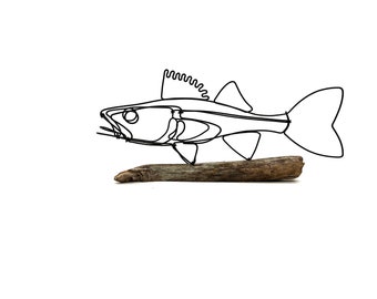 Walleye Wire Sculpture, Fish Art, Minimalist Design, Great Gift!