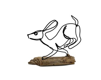 Rabbit Sculpture, Bunny Wire Art, 3D One Line Drawing, Minimalist Sculpture, Think Spring!!!