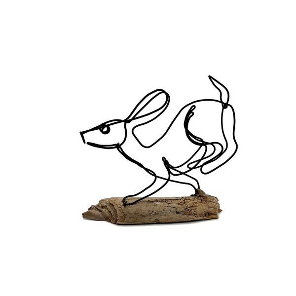 Rabbit Sculpture, Bunny Wire Art, 3D One Line Drawing, Minimalist Sculpture, Think Spring!!!