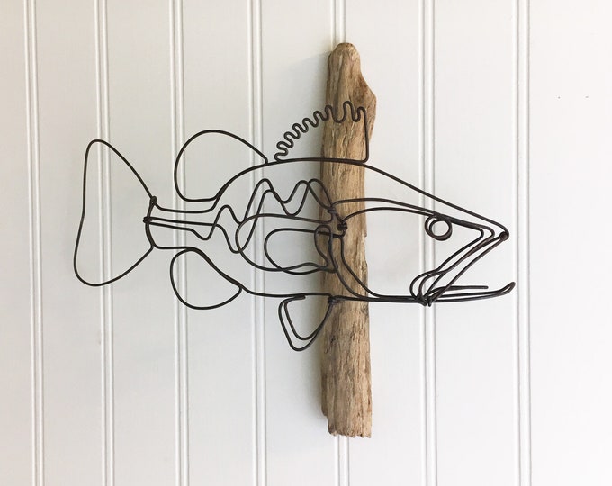 Bass Fish Wall Art, Bass Wire Sculpture, Fish Art, Fish Wall Hanging