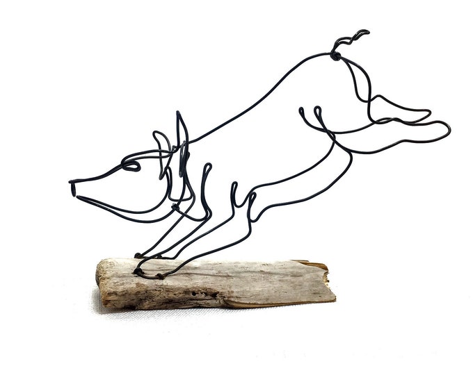 Pig Art Running Pig Sculpture Pig Wire Art Farm Animal Art Etsy