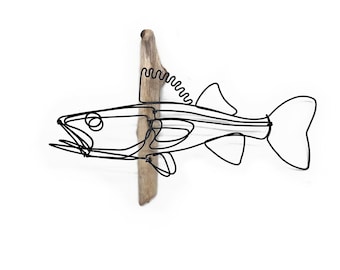 Zander Wandskulptur, nach links schauende Fisch Wandkunst, Minimal Haus und Hütte Dekor