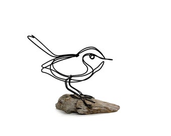 Little Bird Wire Art, Minimalist Art, One Continuous Line Sculpture, Great Gift for a Bird Lover!