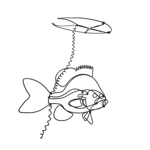 Sunfish Under a Lilypad, Hanging Sunfish Wire Sculpture, Minimal Sculpture image 1