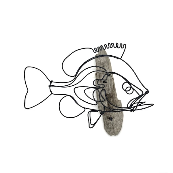 Wall Sunfish Wire Art Facing Right, Fish Wire Art, Metal Wire Fish Decor, Makes a Great Gift!