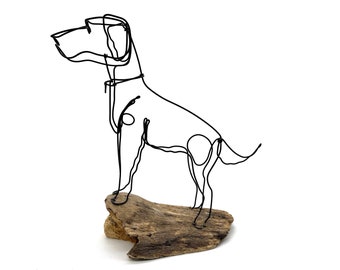 Dog Wire Sculpture, Dog Wire Art made with a Continuous Strand of Steel Wire