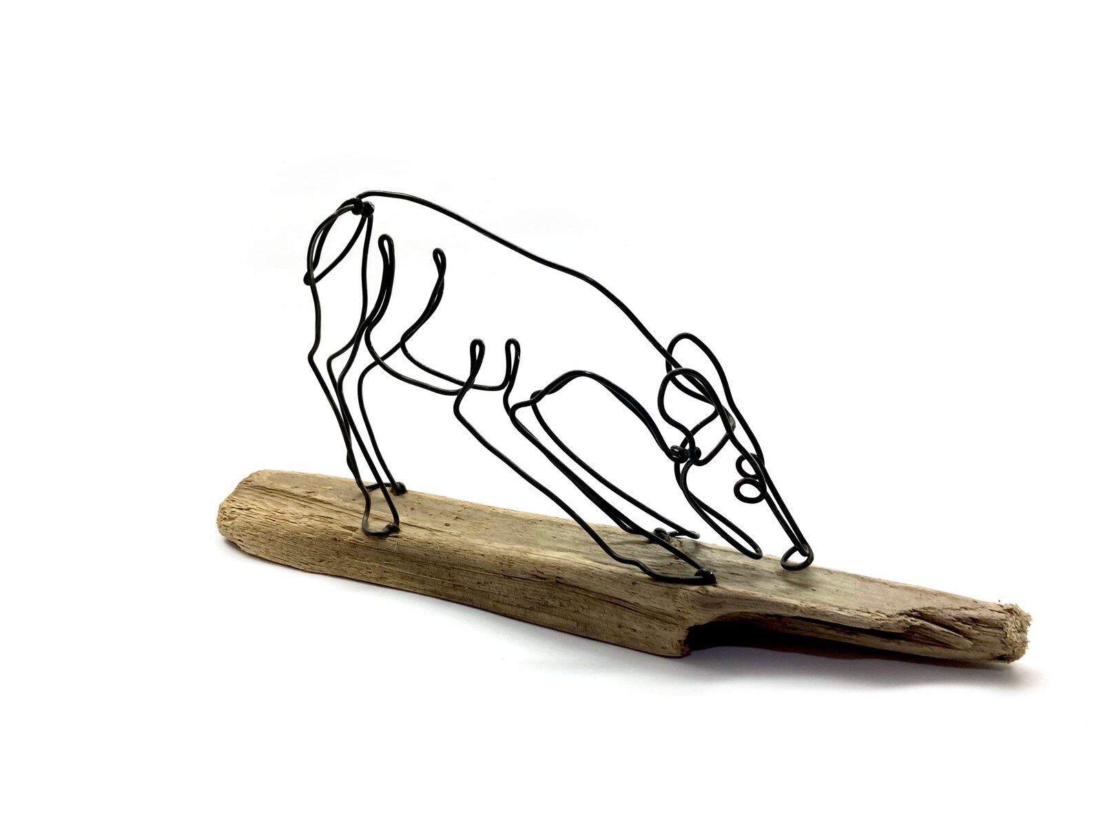 Grazing Deer Wire Sculpture Deer Art Wildlife Sculpture Etsy
