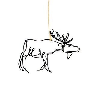 Moose Wire Ornament, Great Gift Tag Accent, Interesting One Strand of Wire Design image 3