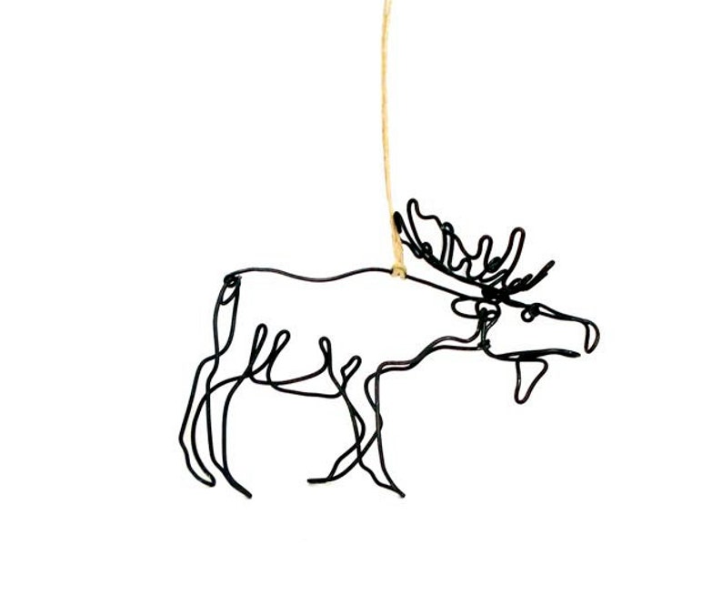 Moose Wire Ornament, Great Gift Tag Accent, Interesting One Strand of Wire Design image 3