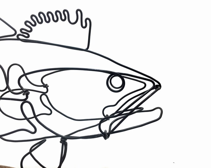 Trophy Bass Wire Sculpture Fish Wire Art Minimal Design Art Etsy
