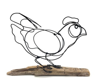 Hen Wire Sculpture, Chicken Wire Art, One Continuous Line Sculpture, Fun Gift!