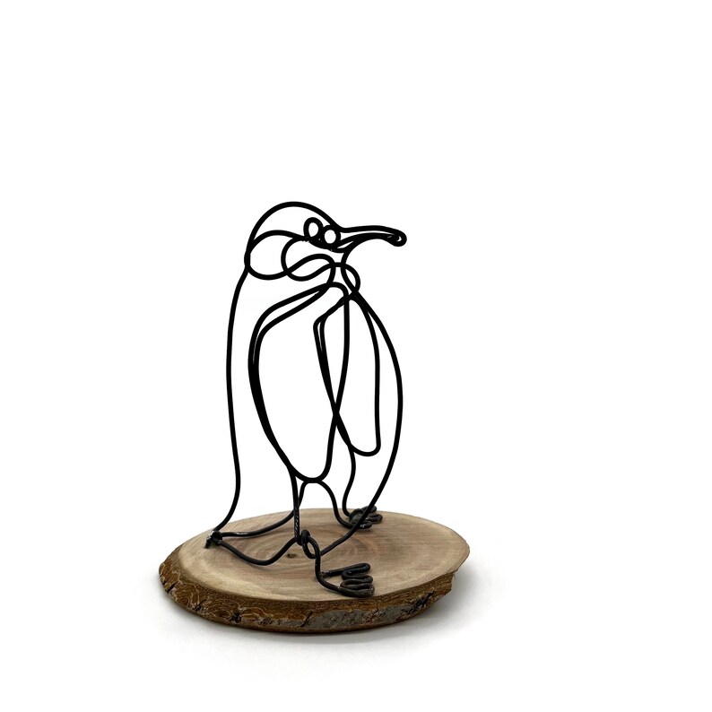 Penguin Wire Sculpture, Penguin Wire Art, Minimal Wire Sculpture image 5