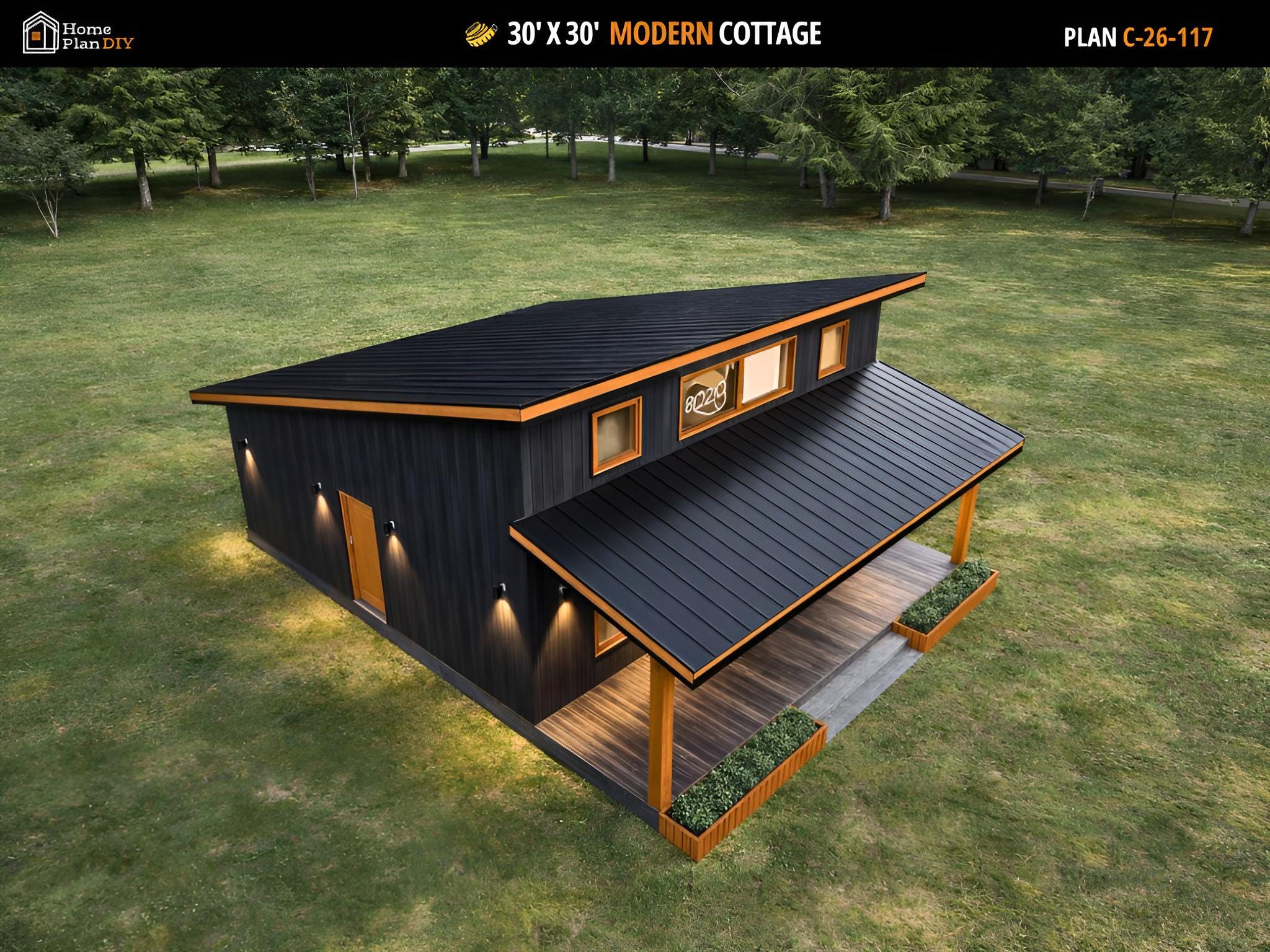 Modern Cottage House Plans With Porch: 2bed, 1bath, 900SF, Custom House ...