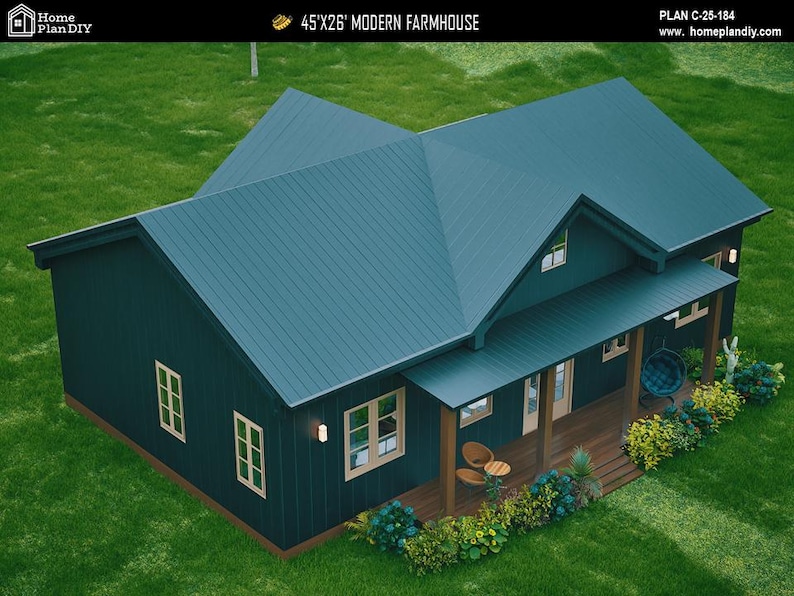 Modern Ranch Farmhouse Floor Plan: 3 Bed, 2 Bath (digital Download, CAD ...