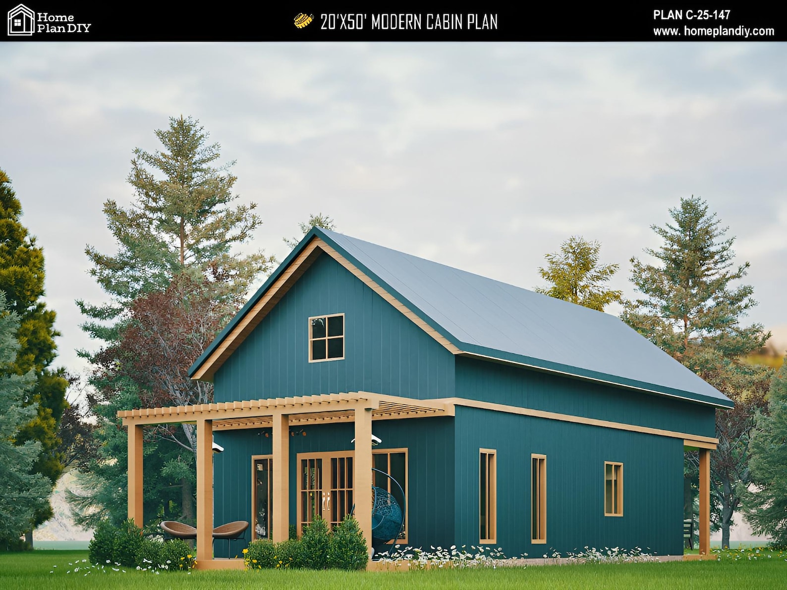 Modern Cabin House Plans With Loft: 2 Bed, 2 Bath Custom DIY Home Plan ...