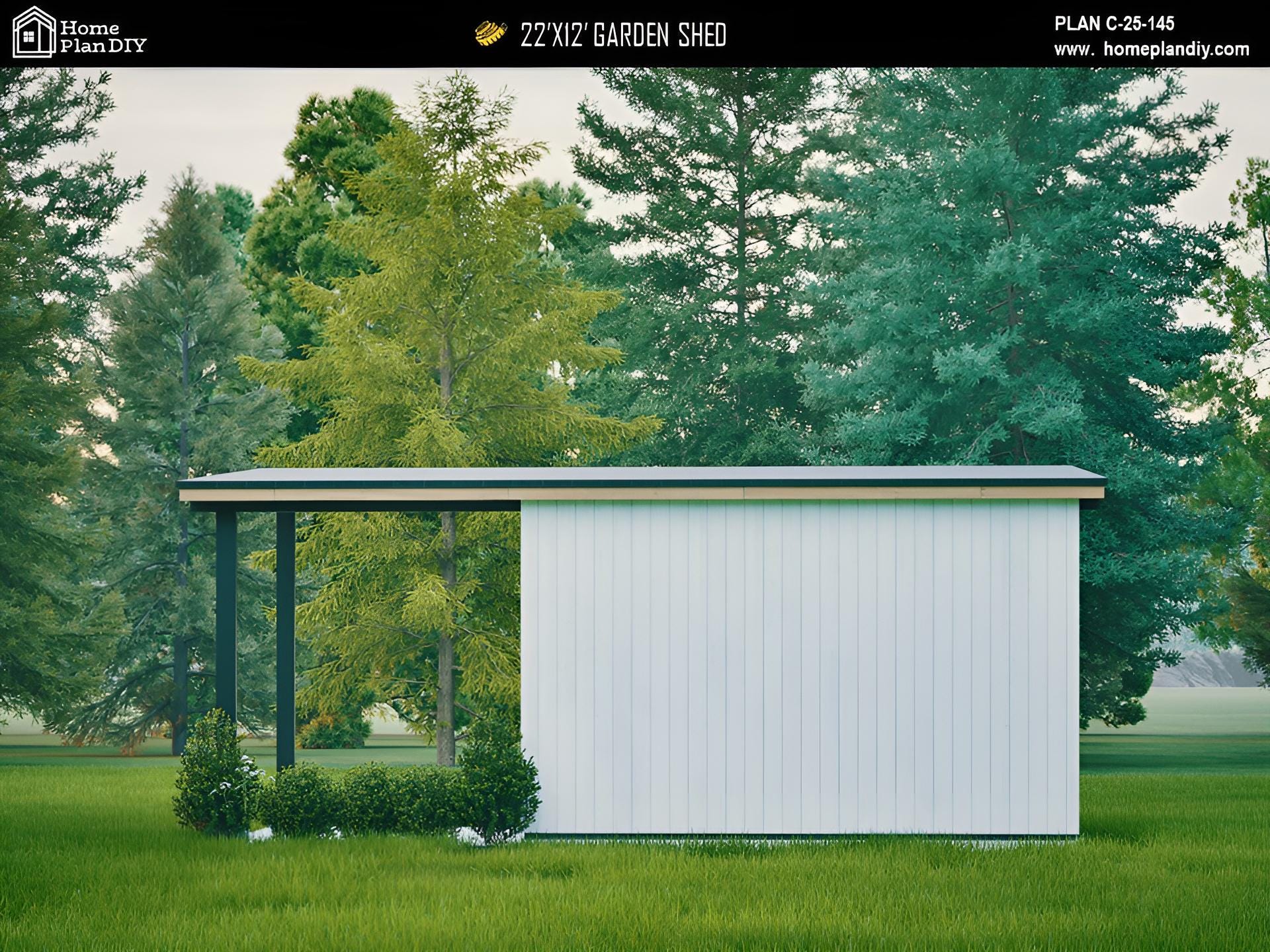 12x22 Modern Garden Shed Plans (PDF) - DIY Shed Blueprints ...