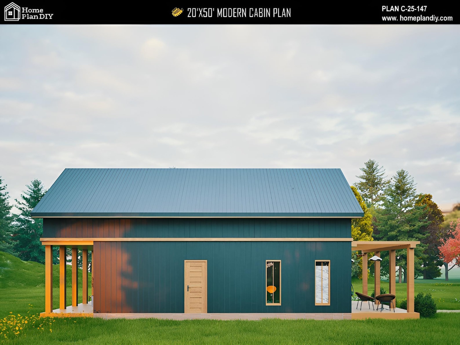 Modern Cabin House Plans With Loft: 2 Bed, 2 Bath Custom DIY Home Plan ...