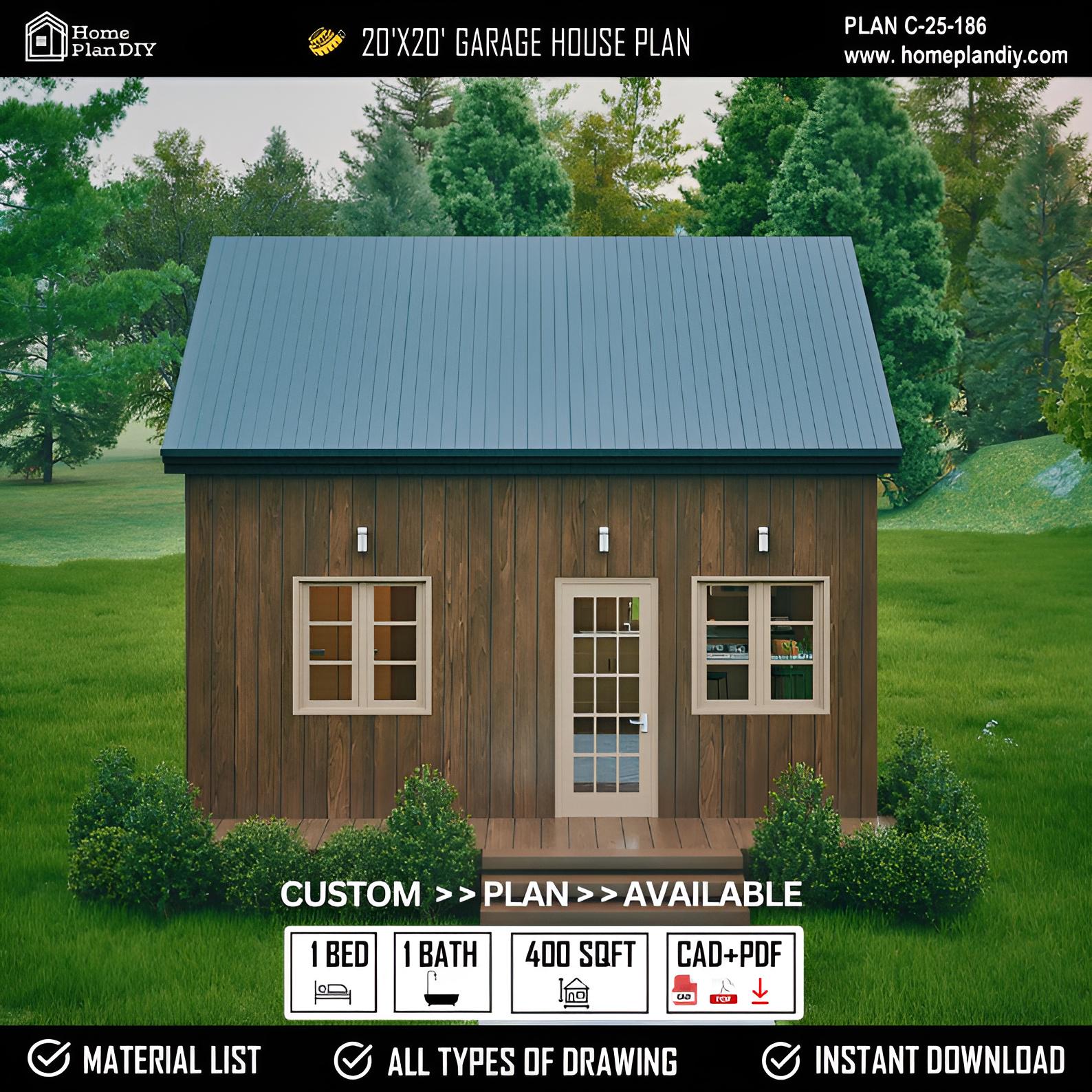 Progetti per piccole case, progetti per garage personalizzati, piccole case fai da te, progetti per piccole cabine, progetti per case con una camera da letto, progetti per case con ADU di 400 piedi quadrati, progetti per cottage