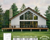 Modern Farmhouse Hilltop House Plan V2- Vaulted Loft Design & Editable PDF/CAD