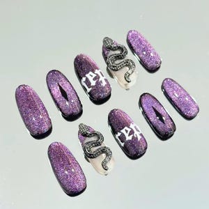 Rep aesthetic taytay handmade press on nails, swifties nail art, chic y2k nails press on, trendy pop star handmade nails