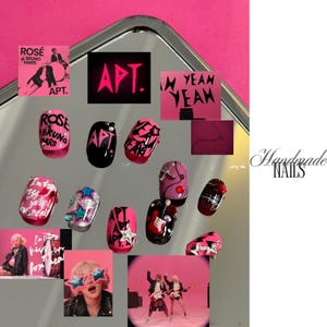 Kpop idol inspired handmade press on nails, korean pop star vibe nail art, k idol aesthetic nails press on, trendy handmade nails