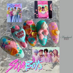 Kpop anime handmade press on nails, demon hunter nail art, saja boys press on nails, trendy y2k nails press on handmade