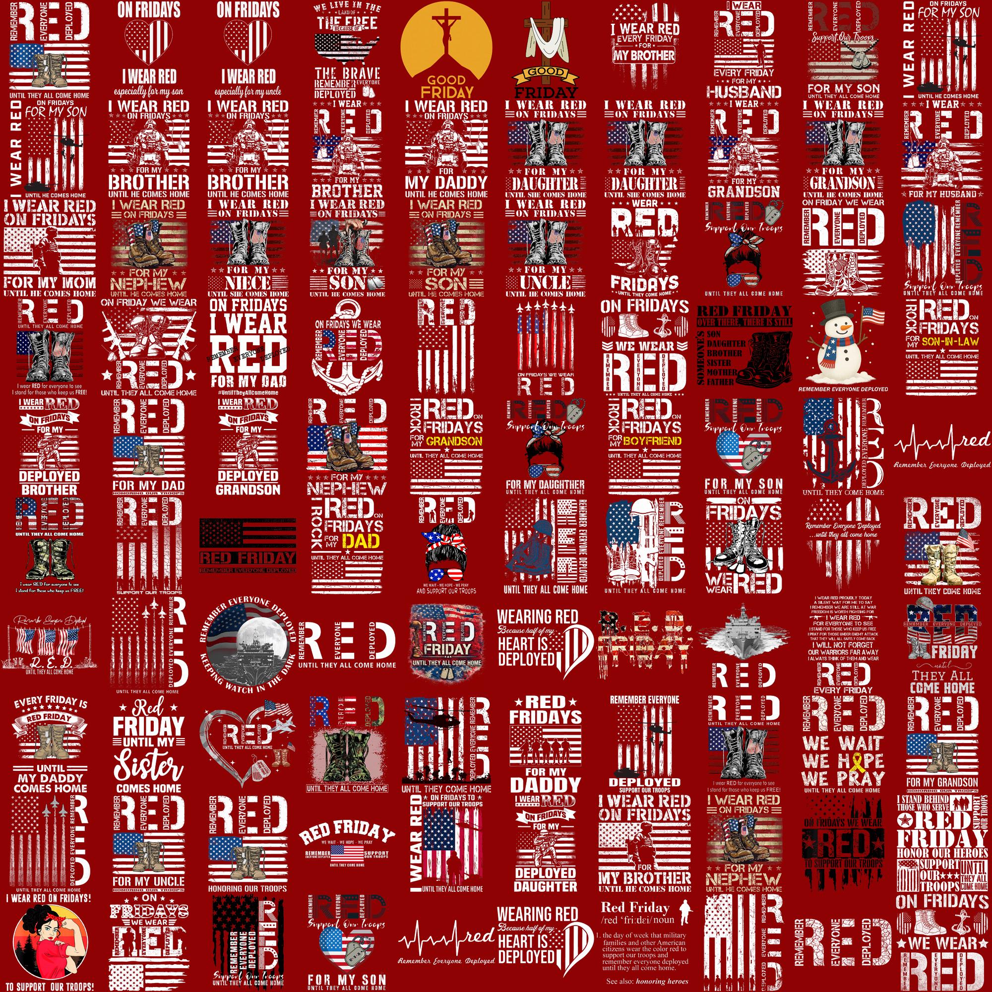 Red Friday PNG Bundle 100 Files, I Wear Red Fridays PNG, Military ...