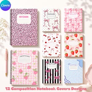 Composition Notebook Covers, Composition Book Cover template, Canva Composition Notebook Designs, Back to School Printable, Digital Download