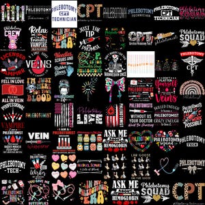 Phlebotomy Tech Png Bundle, Phlebotomist Png, Blood Tech Png, Retro Groovy Floral Stacked Digital Download