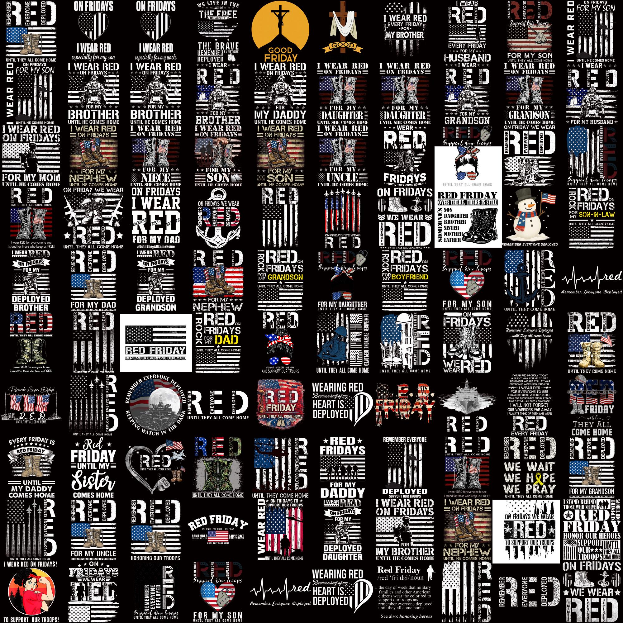 Red Friday PNG Bundle 100 Files, I Wear Red Fridays PNG, Military ...