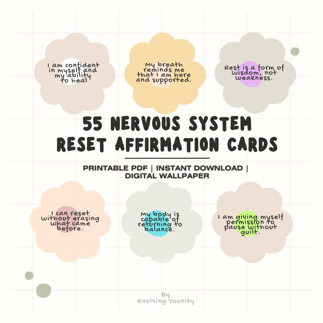 55 Nervous System Reset Affirmation Cards | Calming Anxiety Relief ...