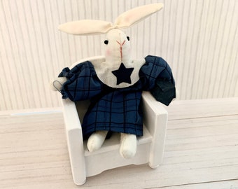 Lapin miniature en tissu, 5 pouces, Dollhouse Rabbit, 1:12