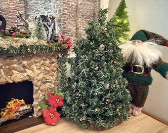 Handmade Dollhouse Christmas Village, Diorama, Winter, Artisan