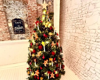 Artisan Made 1:12 Christmas Tree, Decorated, Artist Signed, Dollhouse