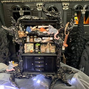 Handmade Dollhouse Witch's Apothecary Cabinet, 1:12, Artisan Made, Haunted image 1