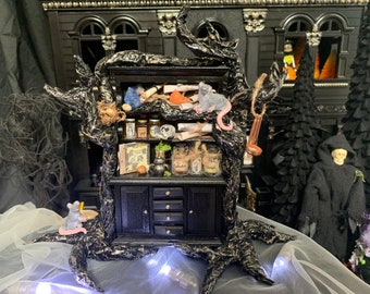 Handmade Dollhouse Witch's Apothecary Cabinet, 1:12, Artisan Made, Haunted