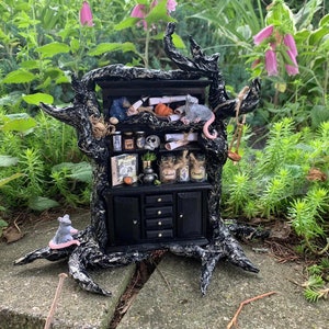 Handmade Dollhouse Witch's Apothecary Cabinet, 1:12, Artisan Made, Haunted image 2